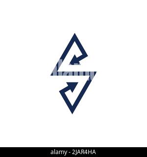 letter s up down arrow simple geometric logo vector Stock Vector