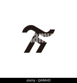 letter th simple curves motion geometric logo vector Stock Vector