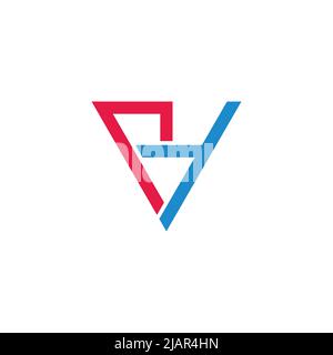 letter rt simple linked triangle geometric line logo vector Stock Vector