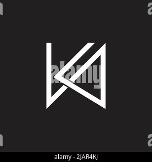 letter kw simple linked line arrow logo vector Stock Vector