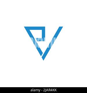 letter pv simple linked line geometric logo vector Stock Vector