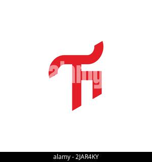 letter th simple geometric linked logo vector Stock Vector