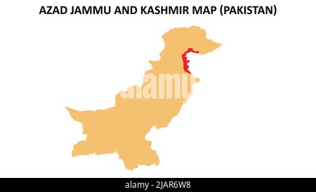 Azad Jammu and Kashmir map highlighted on Pakistan map. Azad Jammu and Kashmir map on Pakistan. Stock Vector