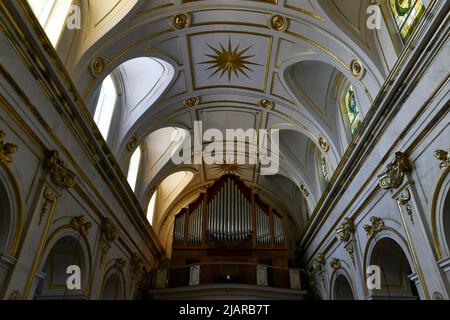 Positano, Italy - April 19, 2019: Interior view of Church of Saint Mary of the Assumption in Positano. Stock Photo