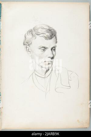 Sketchbook from the years around 1866 OK.1873  card No. 35 (no author's numbering)  three drawings  obverse: 1. Bust of a young man, it is possible that lawyer Józef Stanisław Retinger (1848 1897); Reverse: 2. A bust of a woman in a hat (à la William Hogarth or impressionists), 3. Women's semi profile (à la François Boucher or Jean Honoré Fragonard) Łosik, Tomasz (1848 1896) Stock Photo