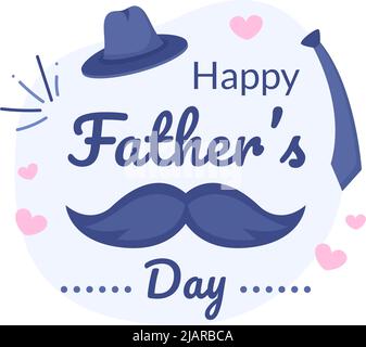 Father's day hat and mustache and round glasses - Stock