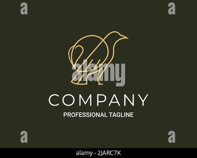 Luxury Bird with leaf nature logo template Stock Vector