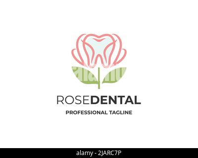 Dental with Rose Logo Template Stock Vector