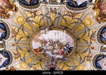 Caserta, Italy - Aug 21, 2021: A internal view of the Royal Palace of Caserta, a historic palace commissioned in the 18th century by Charles of Bourbo Stock Photo