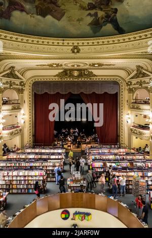 Architectural detail of El Ateneo Grand Splendid, one of the most beautiful bookshops in the world, in Buenos Aires. Stock Photo