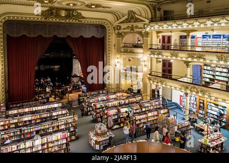 Architectural detail of El Ateneo Grand Splendid, one of the most beautiful bookshops in the world, in Buenos Aires. Stock Photo