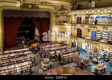 Architectural detail of El Ateneo Grand Splendid, one of the most beautiful bookshops in the world, in Buenos Aires. Stock Photo