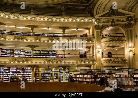 Architectural detail of El Ateneo Grand Splendid, one of the most beautiful bookshops in the world, in Buenos Aires. Stock Photo