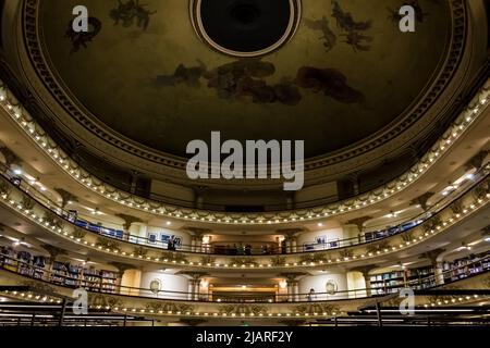 Architectural detail of El Ateneo Grand Splendid, one of the most beautiful bookshops in the world, in Buenos Aires. Stock Photo