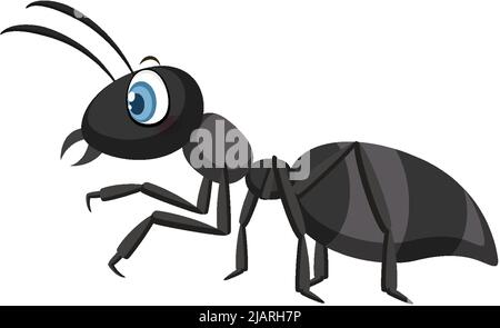 Black ant isolated on white background illustration Stock Vector
