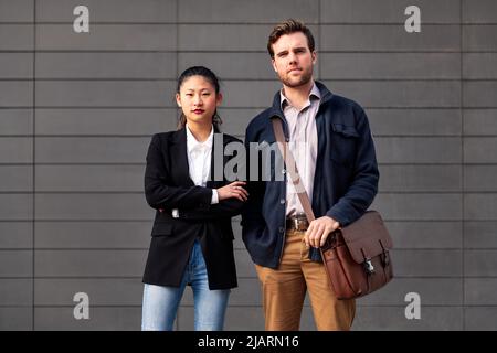 confident entrepreneur couple looking at camera Stock Photo