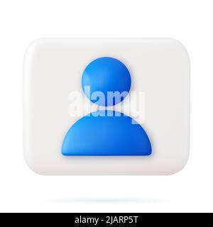 3d square white icon button person Stock Vector