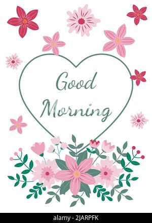 Good morning greeting card with floral ornament on white background.  Holidays concept Stock Vector Image & Art - Alamy