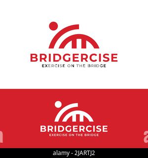 Minimal Bridge Exercise Logo Design Template. Suitable for Sports Event Fitness Gym Athlete Apparel Trainer Shop Business Company Brand App Logo Stock Vector