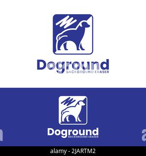 Dog Animal Background Eraser Remover Logo Design Template. Suitable for Remove Background Eraser Application Website Brand Business Company in Simple Stock Vector