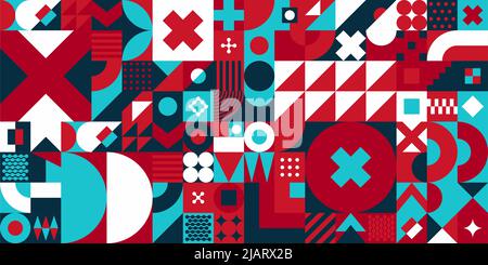 Seamless Abstract Vector Bauhaus Swiss Geometric Pattern Design Background  Stock Vector