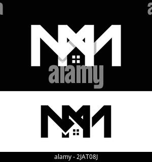 Monogram Initial Letter MM Mortgage House Logo Design Template. Suitable for Architecture Mortgage Real Estate Realty Property Management Agent Agency Stock Vector