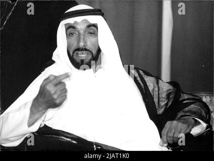 Scheich Zayed bin Sultan Al Nahyan, Präsident der Vereinigten Arabischen Emirate und Scheich von Abu Dhabi. Stock Photo