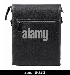 Black leather wallet back view isolated on white background Stock Photo