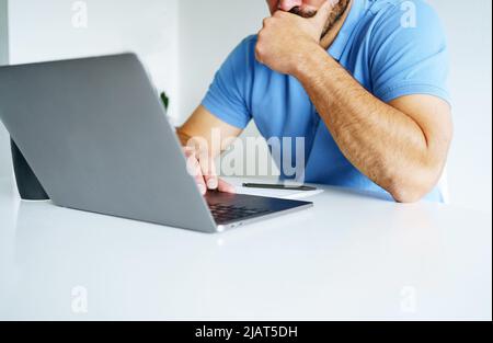 Man Working laptop Hands Networking Stock Photo