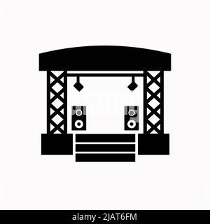 Outdoor concert stage icon. Concert stage icon and illustration Stock Vector