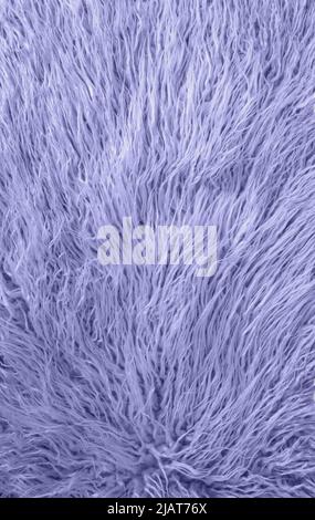 Very peri - color of the year 2022. Fur background in trendy color. Futuristic monochrome violet fluffy background. Stock Photo