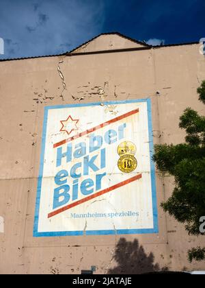 Historic mural advertising for Habereckl beer (Mannheim/Germany) Stock Photo