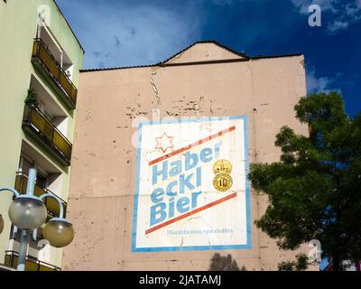 Historic mural advertising for Habereckl beer (Mannheim/Germany) Stock Photo