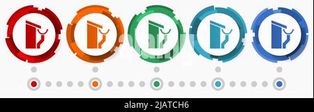 Gutter service concept vector icon set, modern design abstract web buttons in 5 color options, infographic template for webdesign and mobile apps Stock Vector