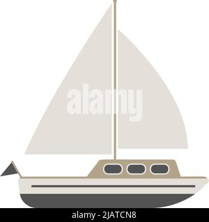 flat design sailboat isolated on white background, vector illustration Stock Vector
