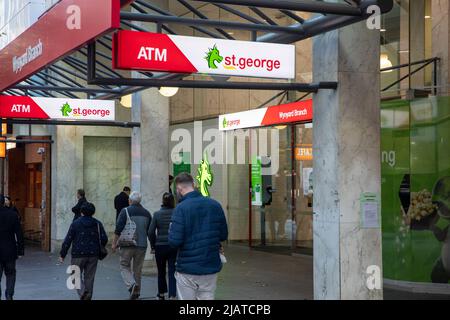 St George bank, an australian bank, pictured branch of the bank in George street,Sydney city centre,NSW,Australia Stock Photo