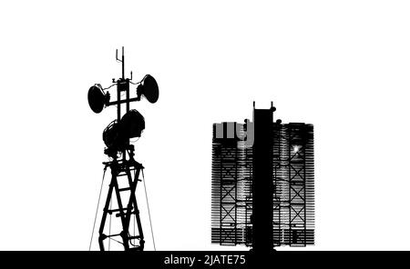 Contour air defense radars of military mobile anti aircraft systems (radar is designed  and automatic tracking of targets and missiles) , modern army Stock Photo