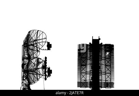 Contour air defense radars of military mobile anti aircraft systems (radar is designed  and automatic tracking of targets and missiles) , modern army Stock Photo