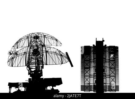 Contour air defense radars of military mobile anti aircraft systems (radar is designed  and automatic tracking of targets and missiles) , modern army Stock Photo