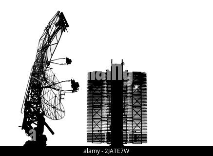 Contour air defense radars of military mobile anti aircraft systems (radar is designed  and automatic tracking of targets and missiles) , modern army Stock Photo