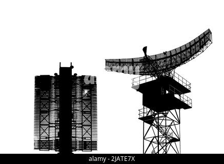 Contour air defense radars of military mobile anti aircraft systems (radar is designed  and automatic tracking of targets and missiles) , modern army Stock Photo