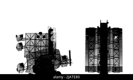 Contour air defense radars of military mobile anti aircraft systems (radar is designed  and automatic tracking of targets and missiles) , modern army Stock Photo