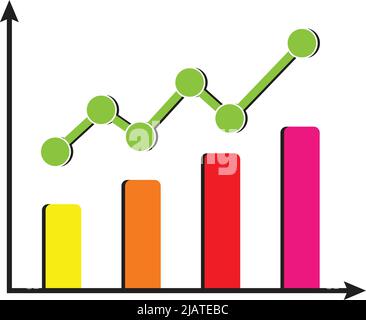 illustration of value increase graph and color full bars. on white background Stock Vector