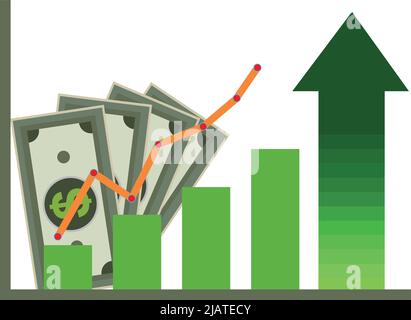 increase value graph and money stock market value icon. on white background Stock Vector