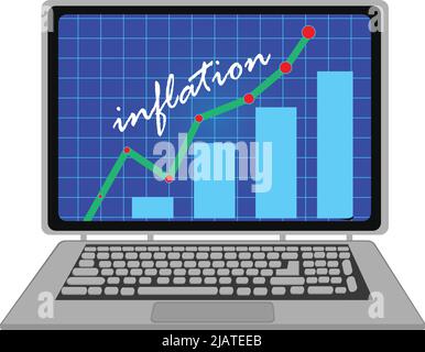 illustration of stock market increase graph in laptop vector Stock Vector