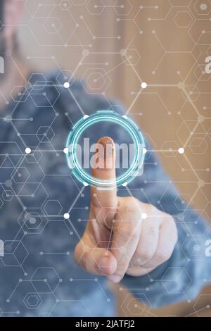 Protection of information. Login check. Digital technology, internet connection. Login control and archiving software. Stock Photo