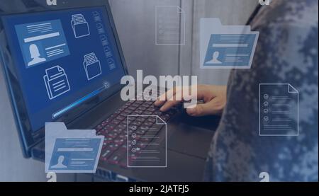 Data management system. Document management system. Enterprise data management software. Personnel selection. Stock Photo