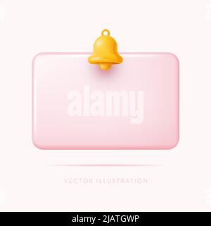 Reminder design. Notifications icon. 3d vector icon in cartoon minimal style Stock Vector