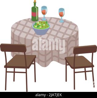 Dinner table semi flat color vector object Stock Vector