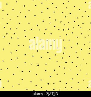 Abstract hand drown polka dots background. Yellow dotted seamless pattern with black circles. Template design for invitation, poster, card, flyer Stock Vector